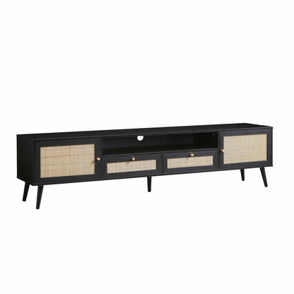 Meuble TV Frances en rotin tressé, 79 po de large, noir