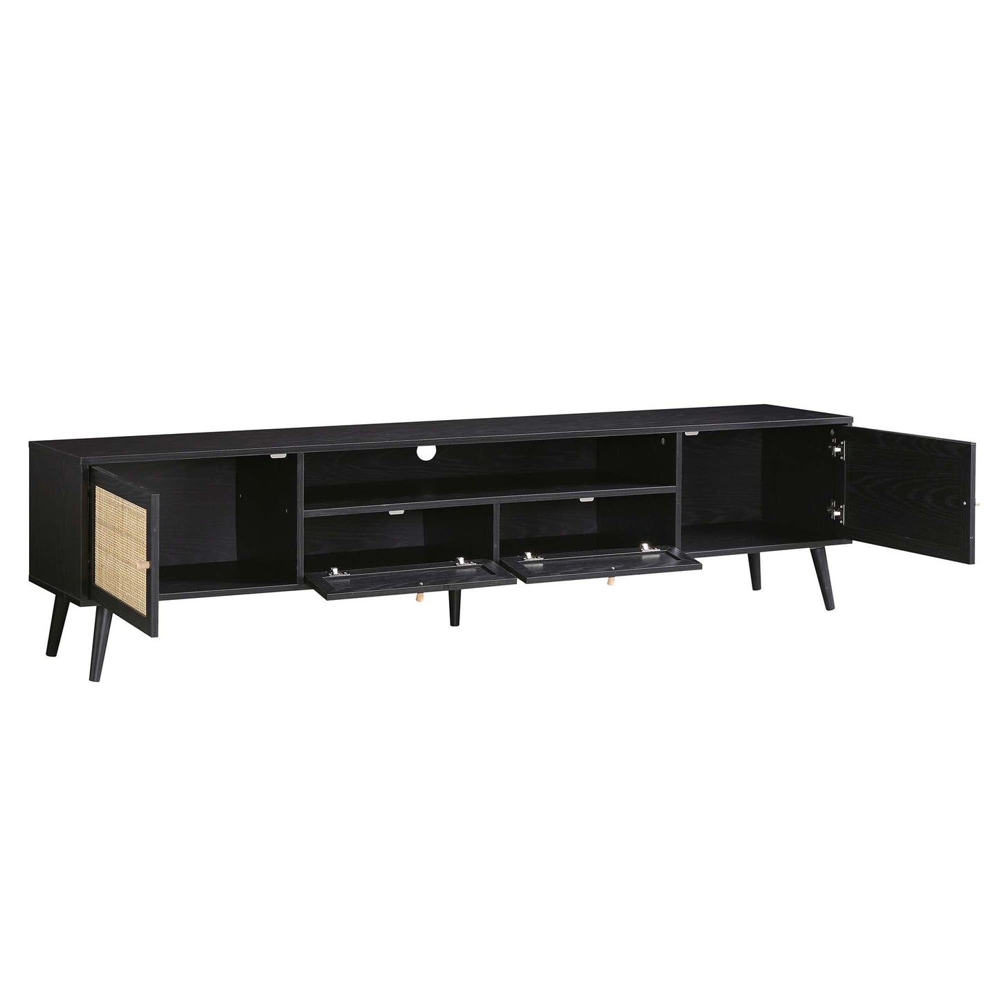Meuble TV Frances en rotin tressé, 79 po de large, noir