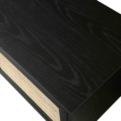 Meuble TV Frances en rotin tressé, 79 po de large, noir