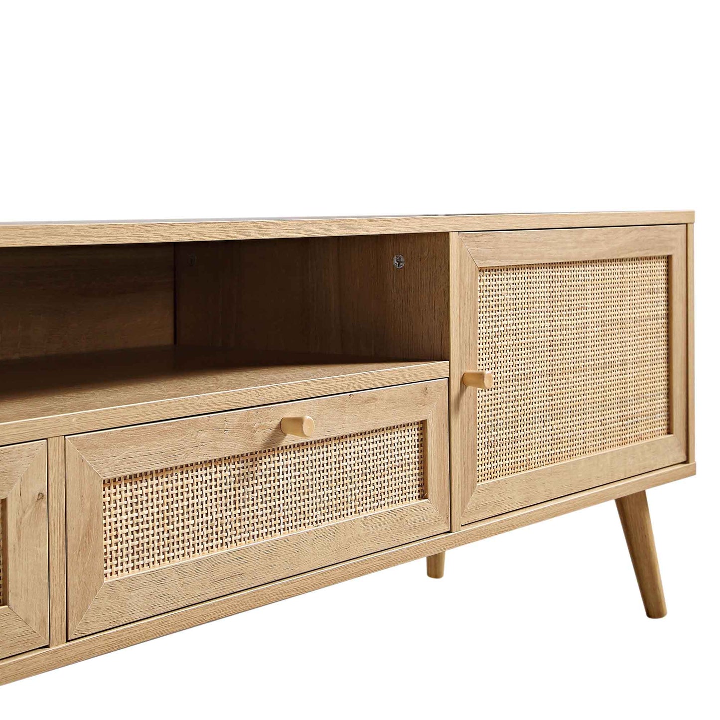 Meuble TV Frances en rotin tressé de 79 po de large, naturel