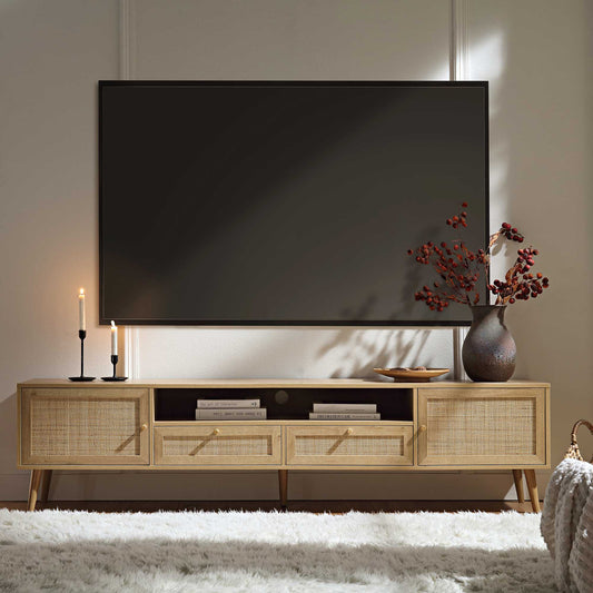 Meuble TV Frances en rotin tressé de 79 po de large, naturel