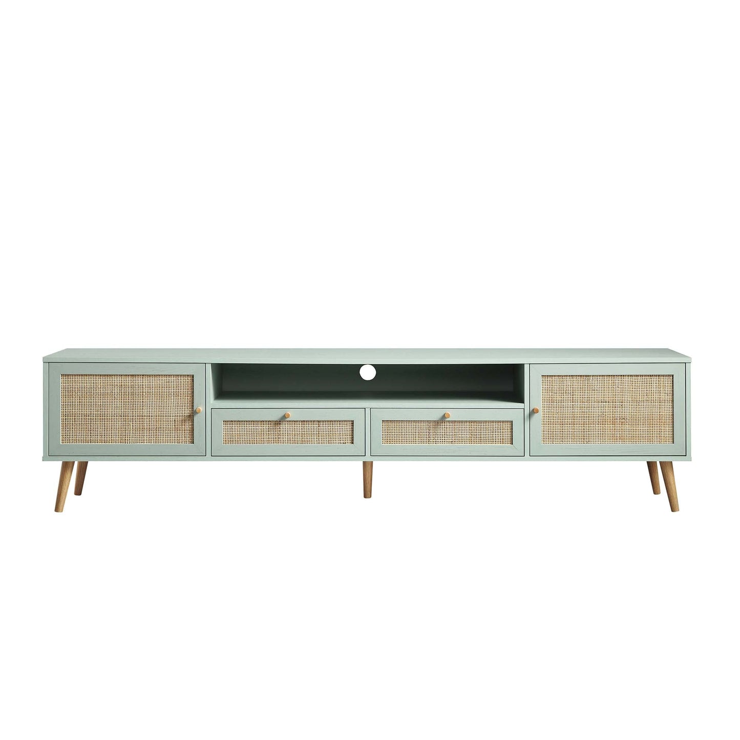 Meuble TV Frances en rotin tressé de 79 po de large, menthe