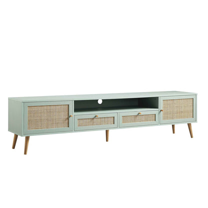 Meuble TV Frances en rotin tressé de 79 po de large, menthe