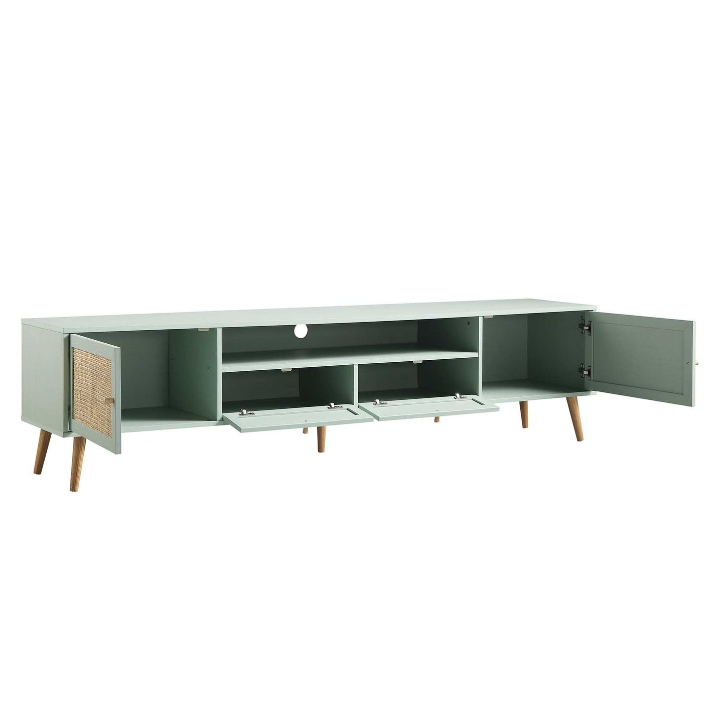 Meuble TV Frances en rotin tressé de 79 po de large, menthe