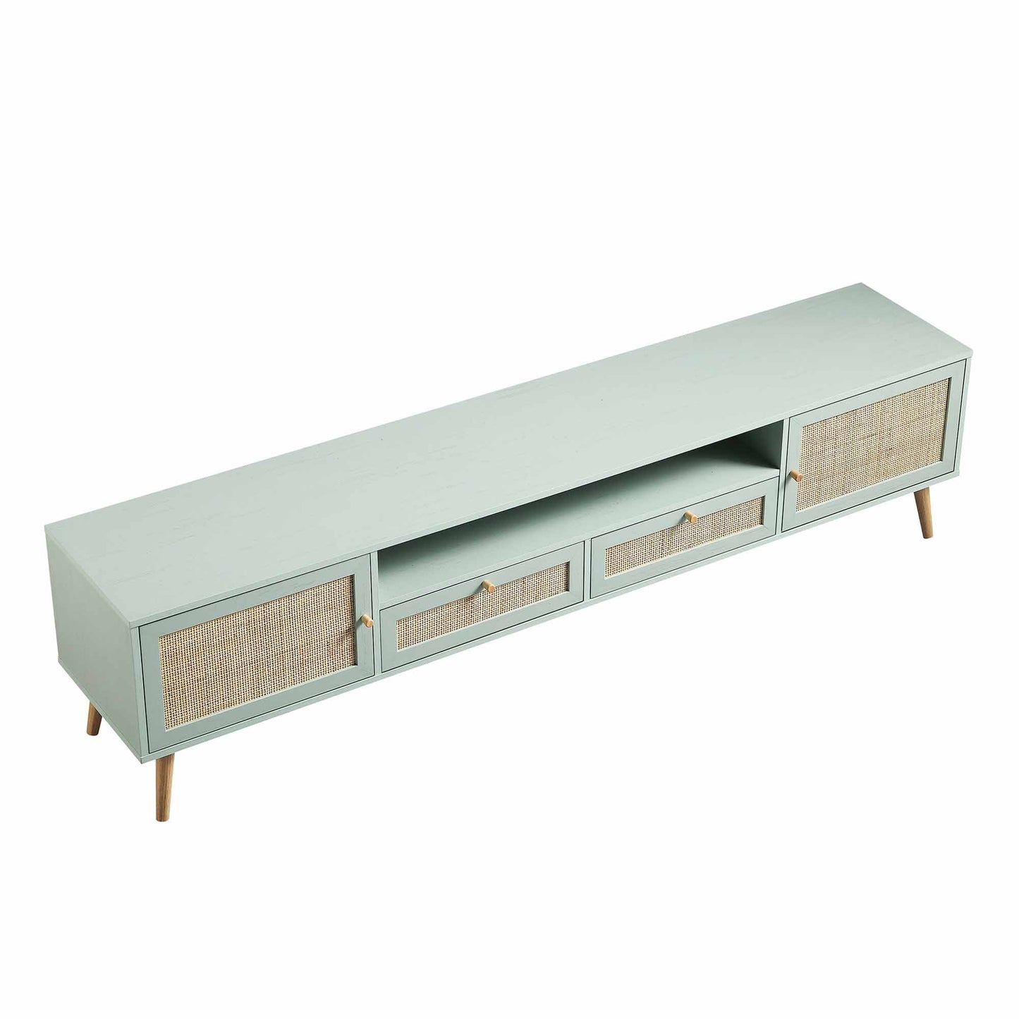 Meuble TV Frances en rotin tressé de 79 po de large, menthe