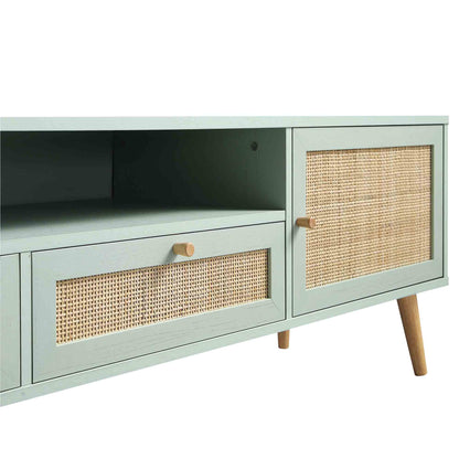 Meuble TV Frances en rotin tressé de 79 po de large, menthe