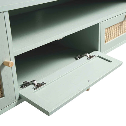 Meuble TV Frances en rotin tressé de 79 po de large, menthe
