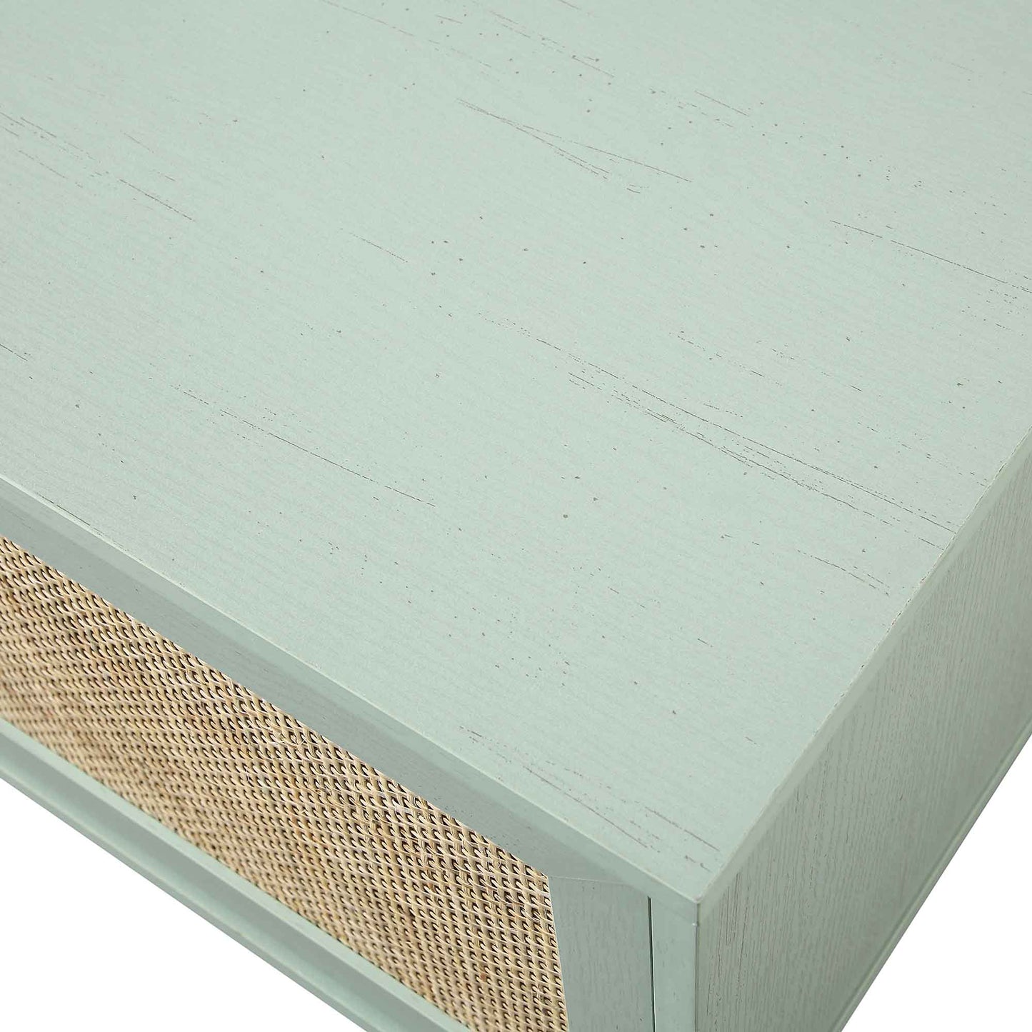 Meuble TV Frances en rotin tressé de 79 po de large, menthe