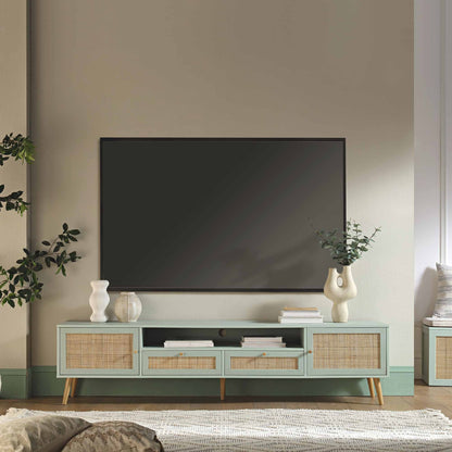 Meuble TV Frances en rotin tressé de 79 po de large, menthe