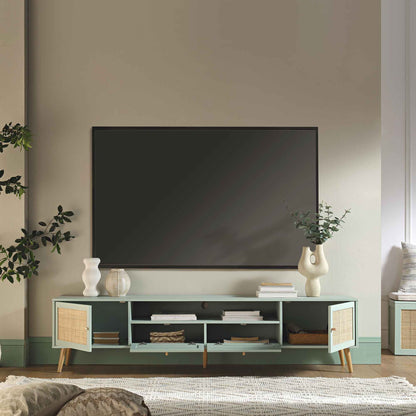 Meuble TV Frances en rotin tressé de 79 po de large, menthe