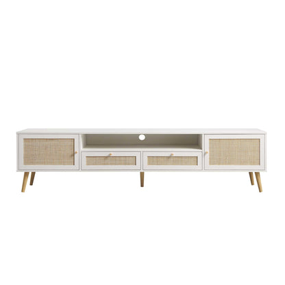 Meuble TV Frances en rotin tressé, 79 po de large, blanc