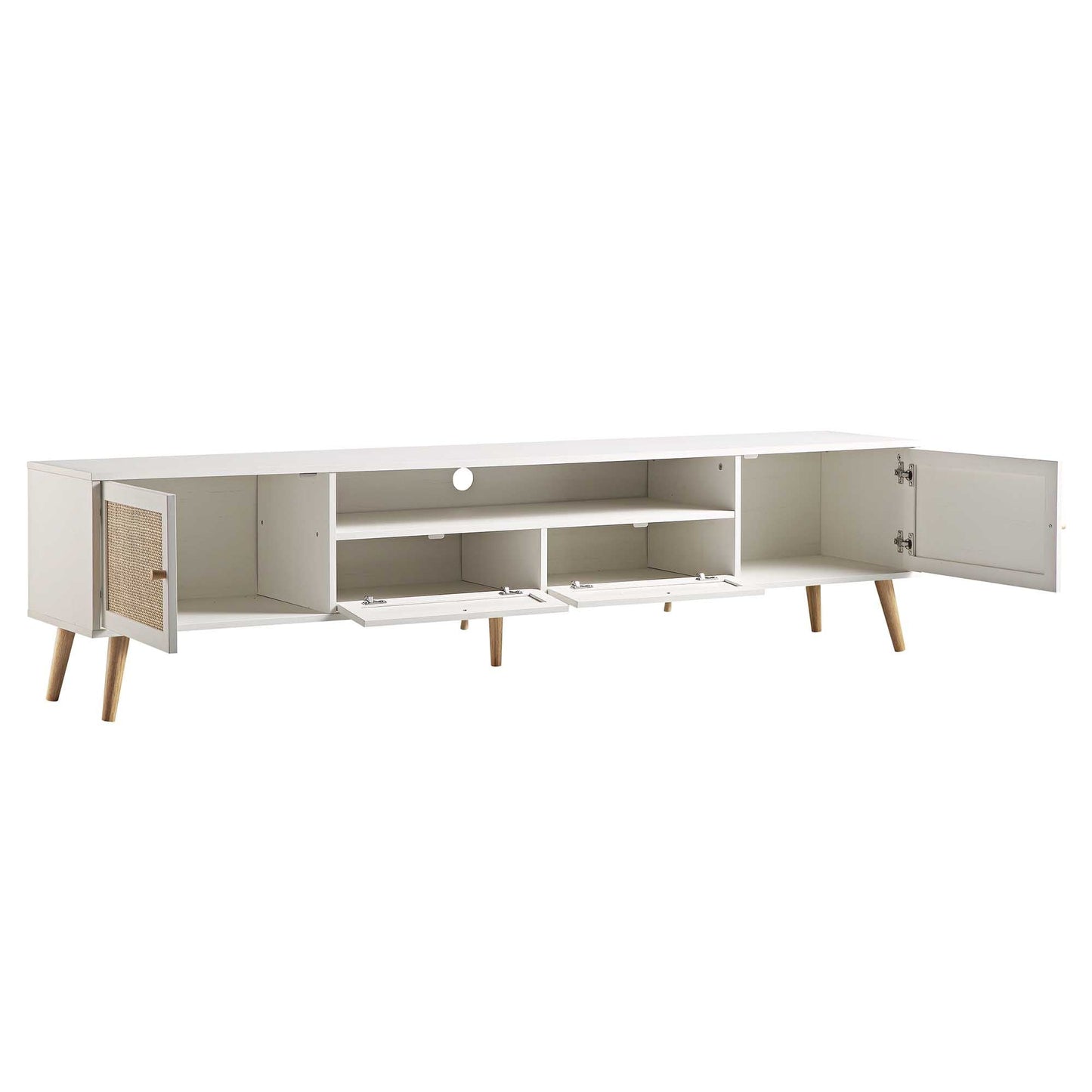 Meuble TV Frances en rotin tressé, 79 po de large, blanc