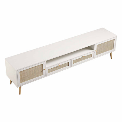 Meuble TV Frances en rotin tressé, 79 po de large, blanc
