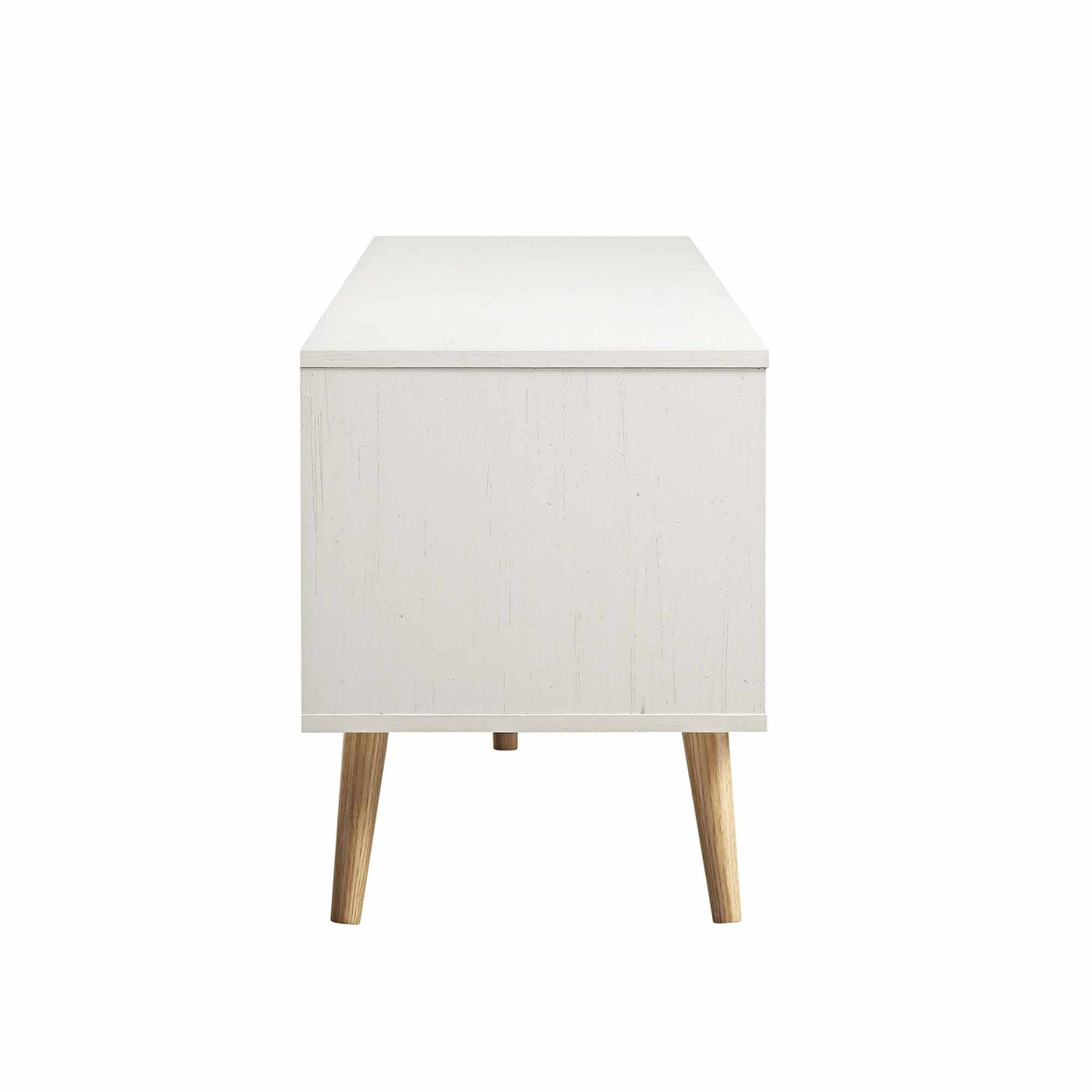 Meuble TV Frances en rotin tressé, 79 po de large, blanc