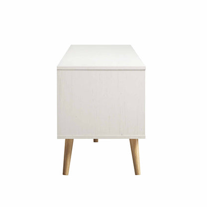 Meuble TV Frances en rotin tressé, 79 po de large, blanc