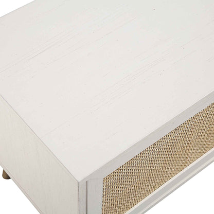 Meuble TV Frances en rotin tressé, 79 po de large, blanc