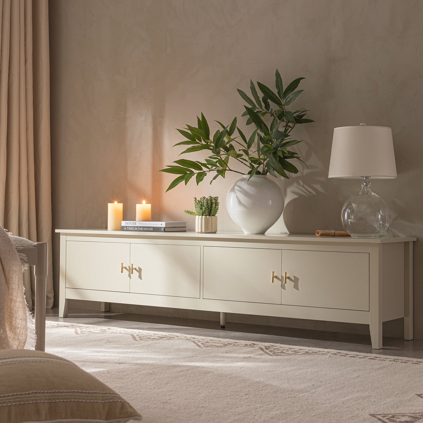 Meuble multimédia Oakham 70 Wide, blanc ombré