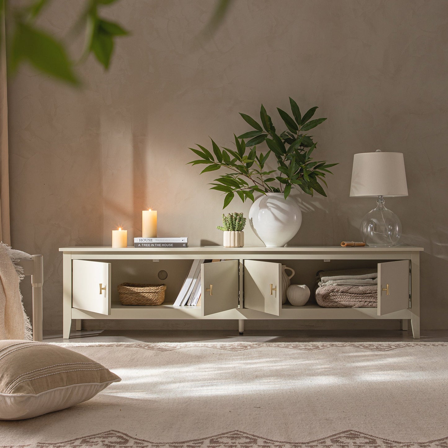 Meuble multimédia Oakham 70 Wide, blanc ombré