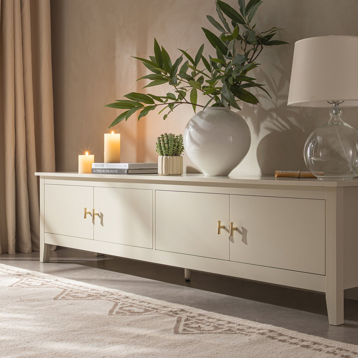 Meuble multimédia Oakham 70 Wide, blanc ombré