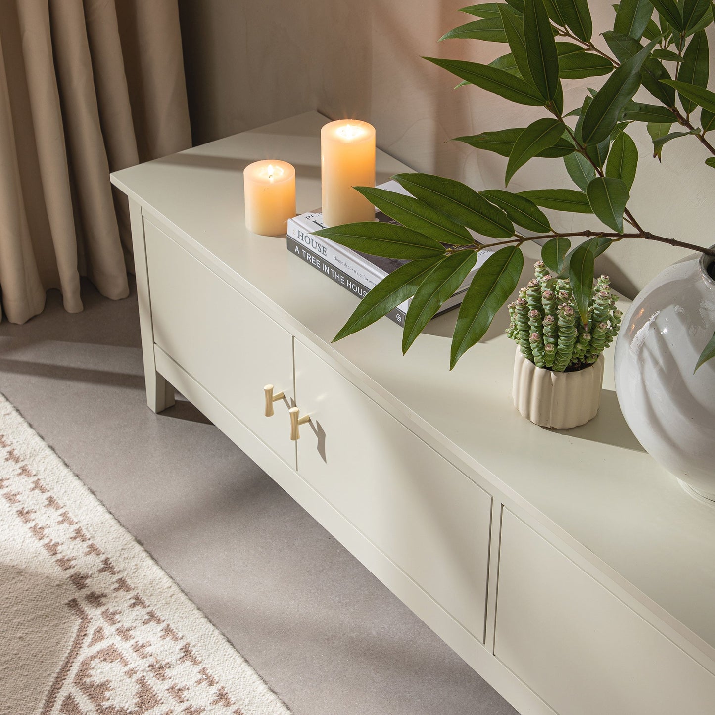 Meuble multimédia Oakham 70 Wide, blanc ombré