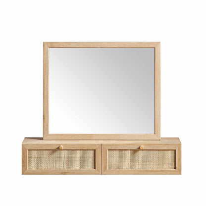 Miroir de courtoisie en rotin tressé Frances, naturel
