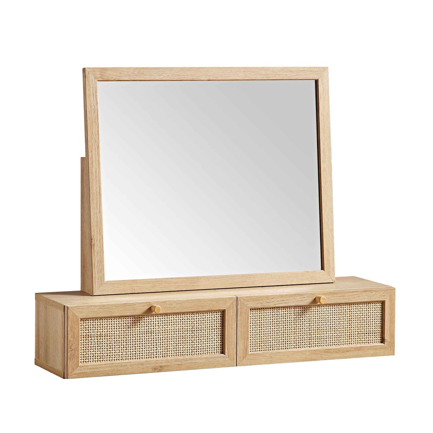 Miroir de courtoisie en rotin tressé Frances, naturel
