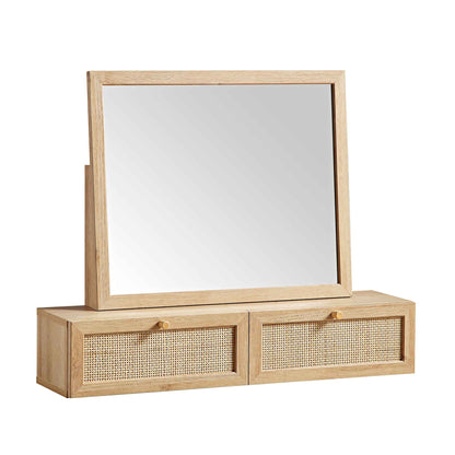 Miroir de courtoisie en rotin tressé Frances, naturel