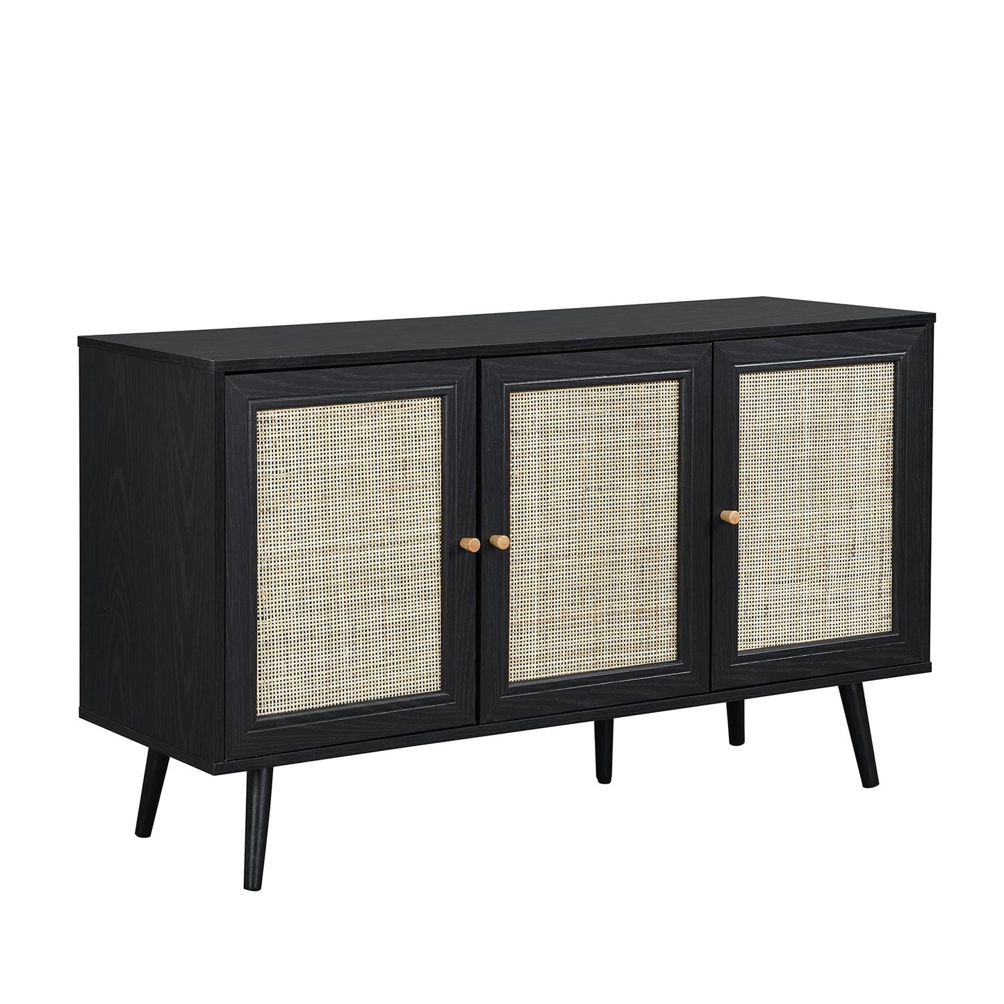 Buffet 3 portes en rotin tressé Frances noir