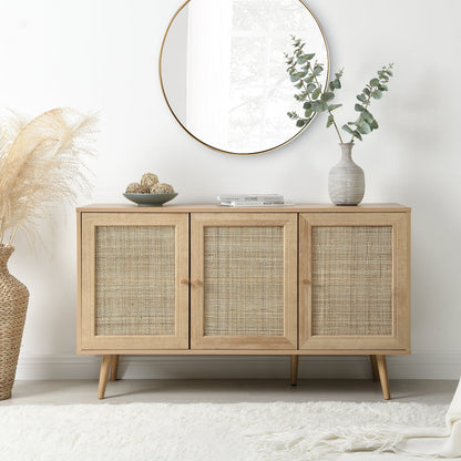 Buffet 3 portes en rotin tressé Frances, naturel