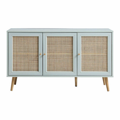 Buffet 3 portes en rotin tressé Frances, menthe