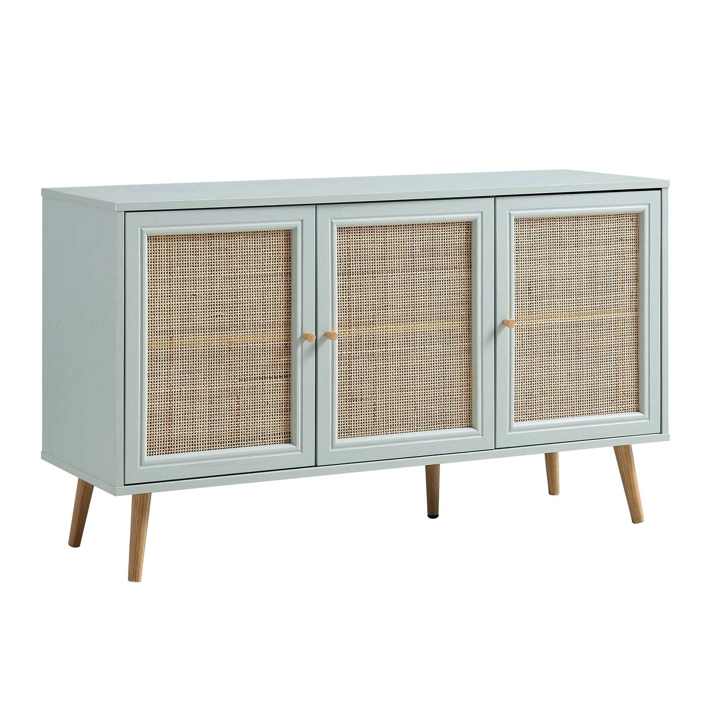 Buffet 3 portes en rotin tressé Frances, menthe