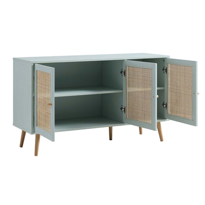 Buffet 3 portes en rotin tressé Frances, menthe
