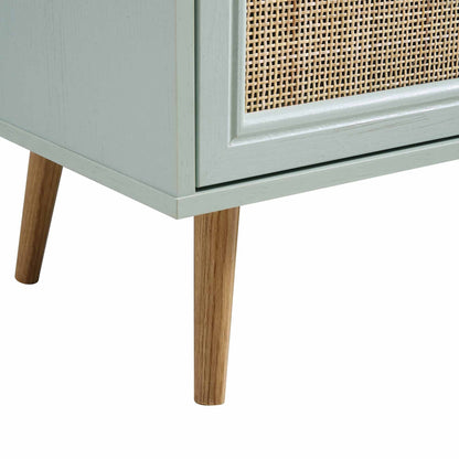 Buffet 3 portes en rotin tressé Frances, menthe