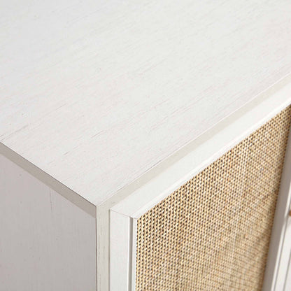 Buffet 3 portes en rotin tressé Frances, blanc