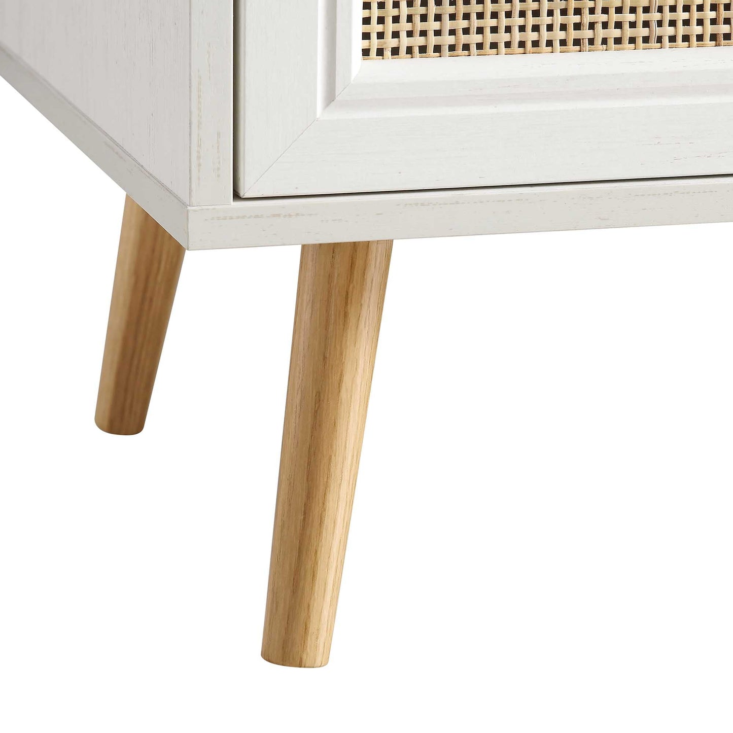 Buffet 3 portes en rotin tressé Frances, blanc