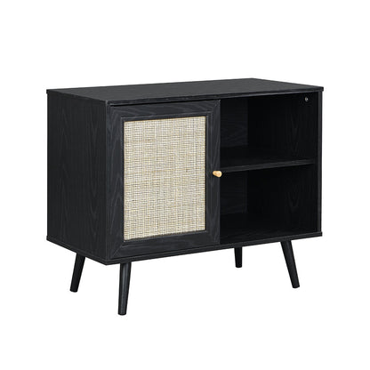 Armoire 1 porte en rotin tressé Frances, noire