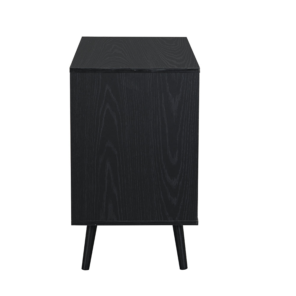 Armoire 1 porte en rotin tressé Frances, noire