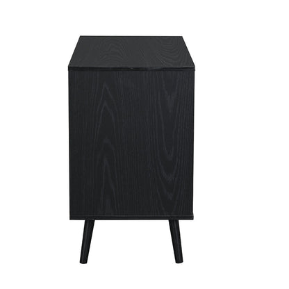 Armoire 1 porte en rotin tressé Frances, noire
