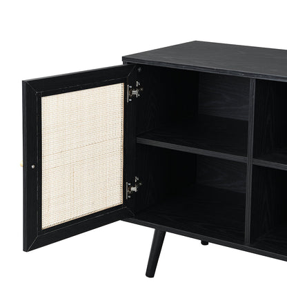 Armoire 1 porte en rotin tressé Frances, noire