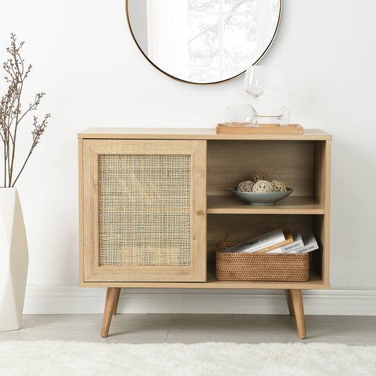 Armoire 1 porte en rotin tressé Frances, couleur naturelle
