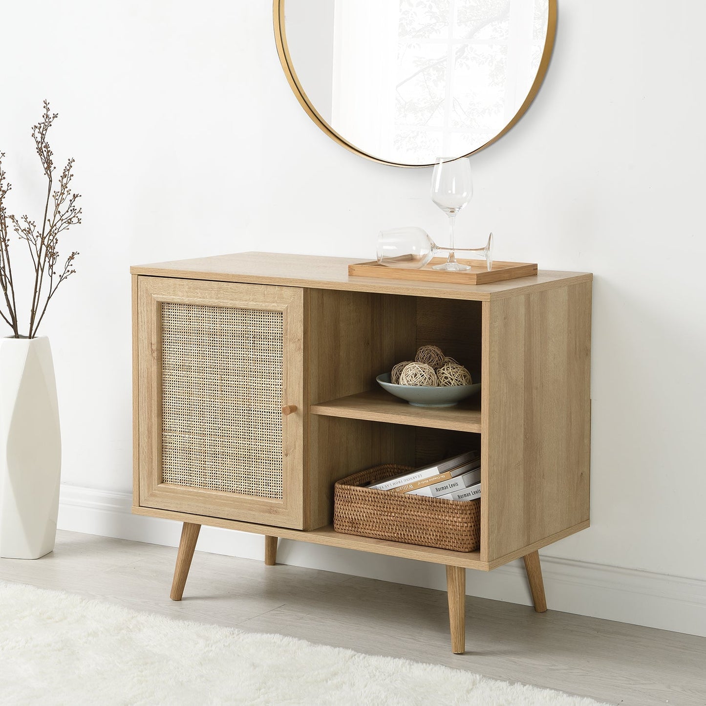 Armoire 1 porte en rotin tressé Frances, couleur naturelle