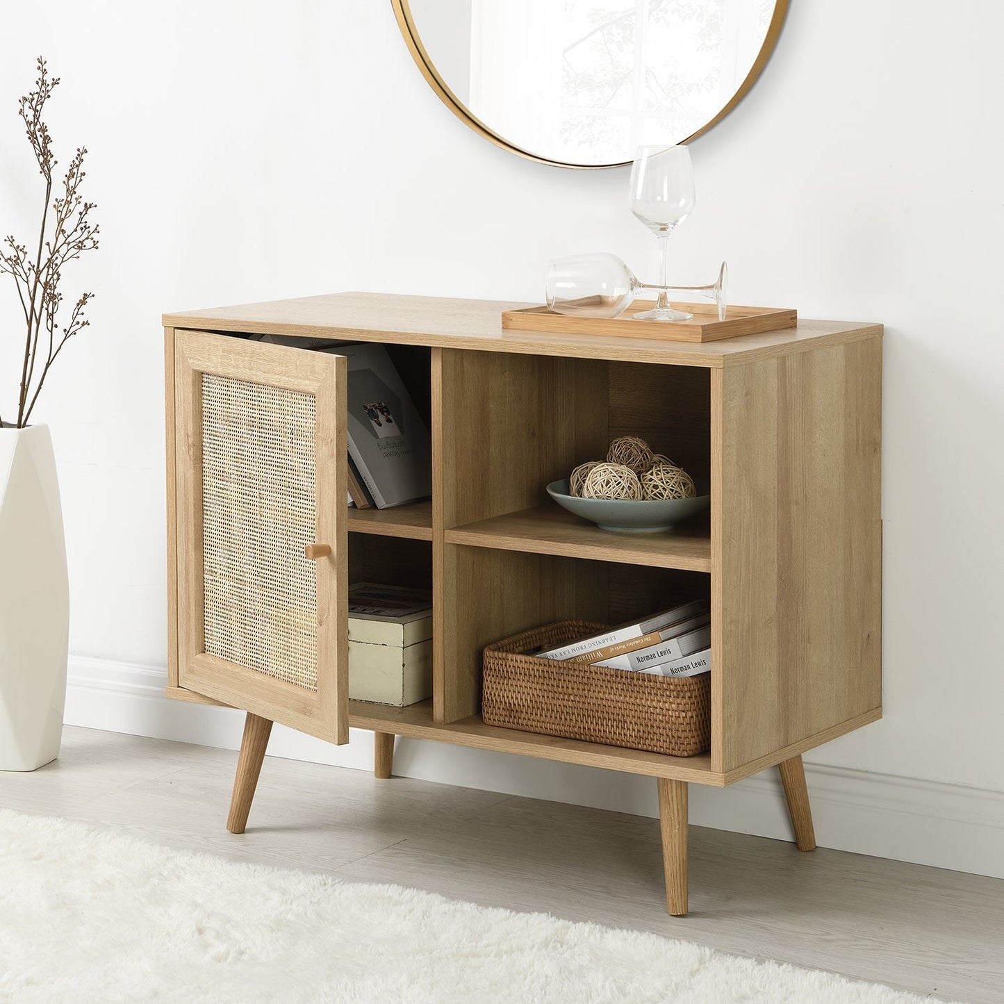 Armoire 1 porte en rotin tressé Frances, couleur naturelle