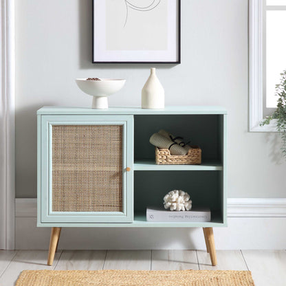 Armoire 1 porte en rotin tressé Frances couleur menthe