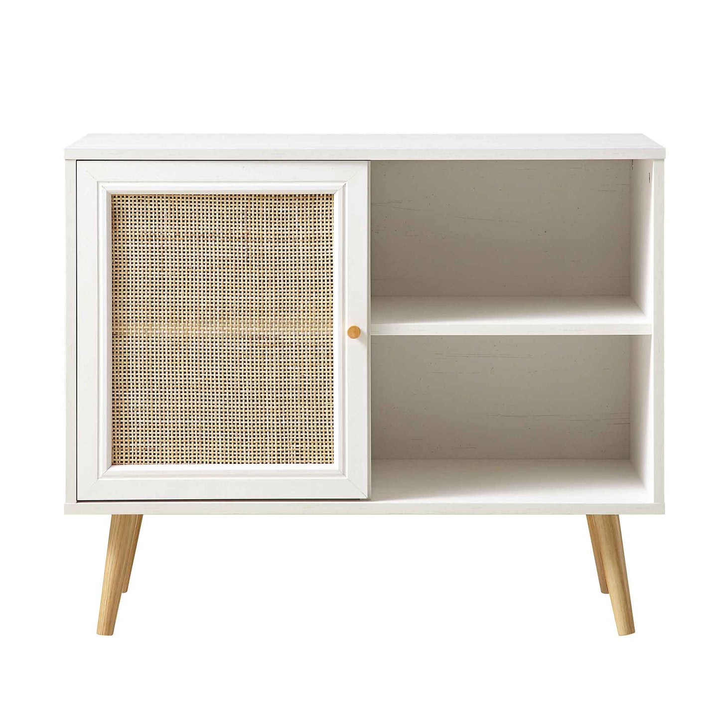 Armoire 1 porte en rotin tressé Frances, blanche