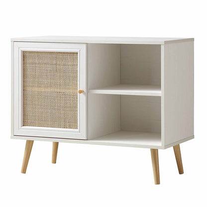 Armoire 1 porte en rotin tressé Frances, blanche