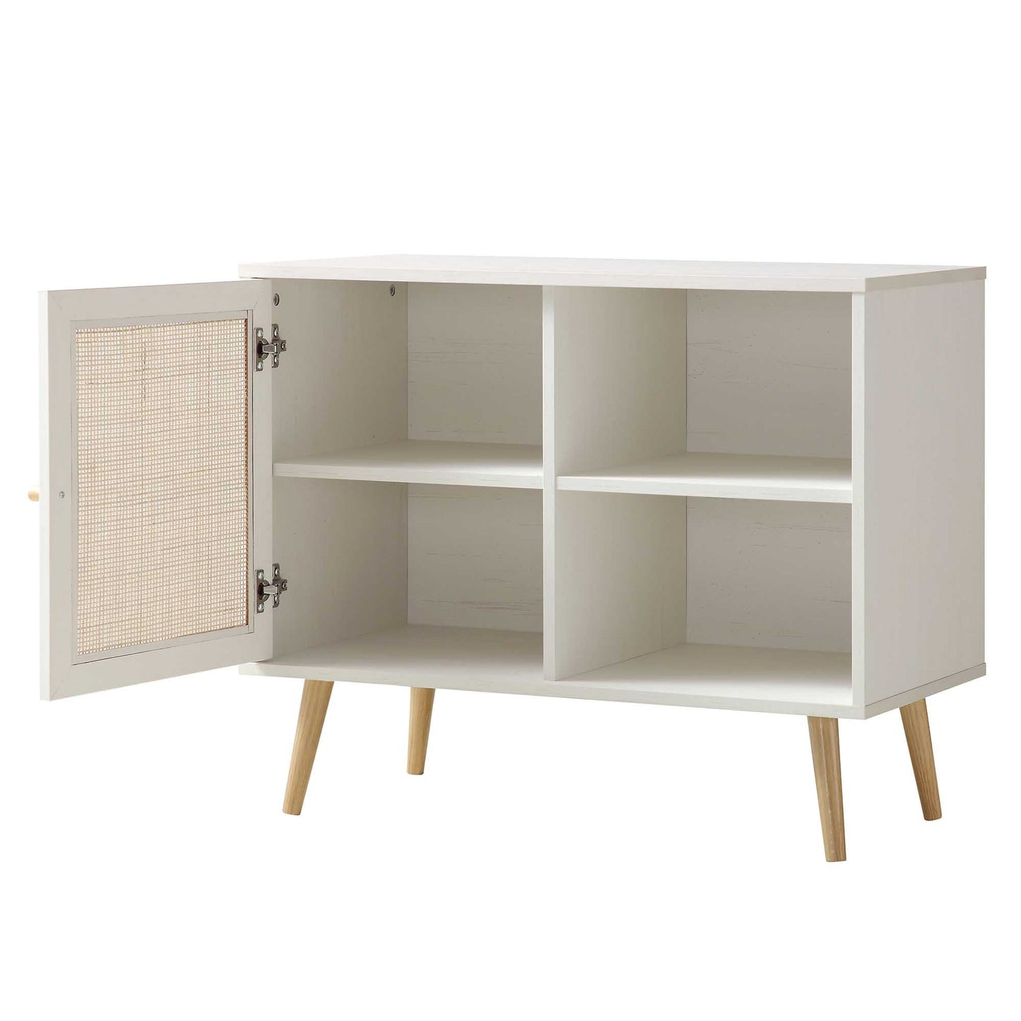 Armoire 1 porte en rotin tressé Frances, blanche