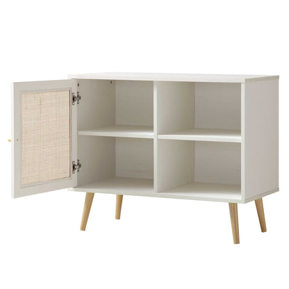 Armoire 1 porte en rotin tressé Frances, blanche