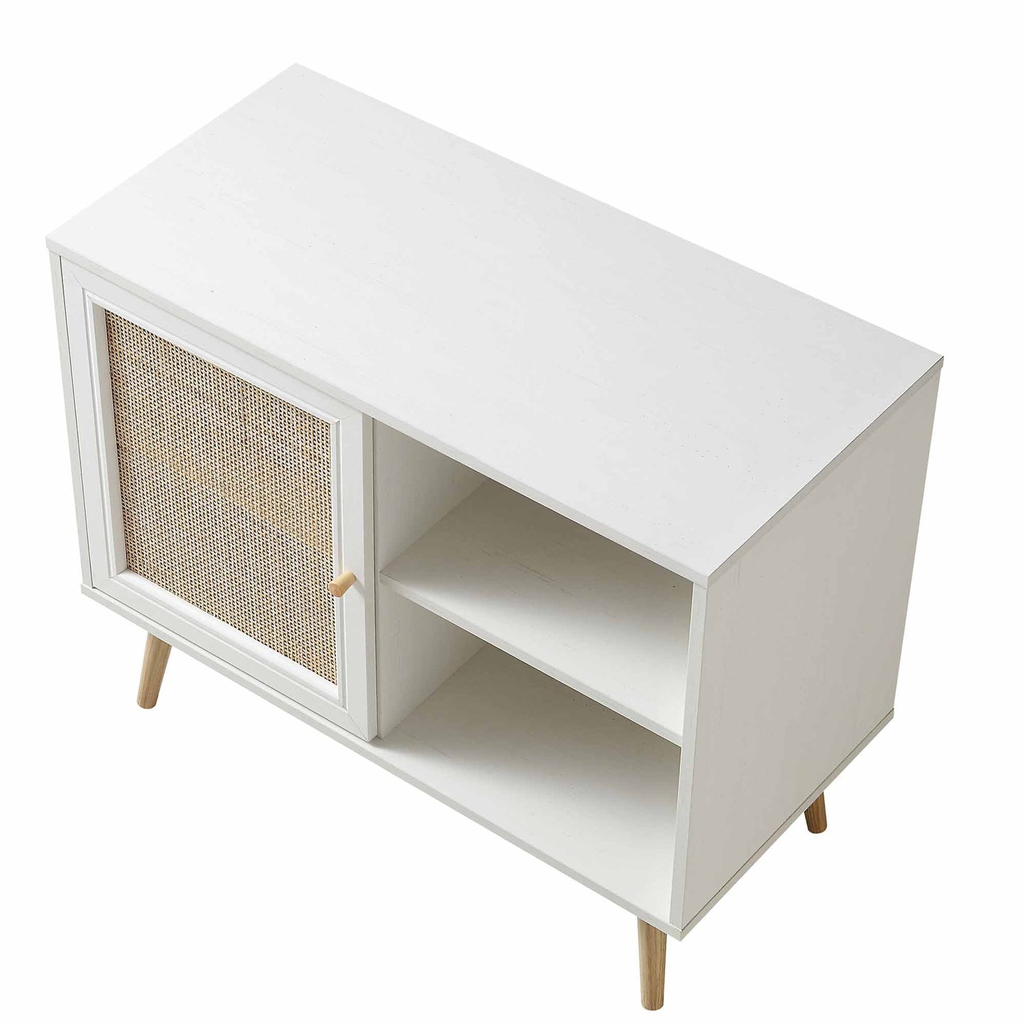 Armoire 1 porte en rotin tressé Frances, blanche