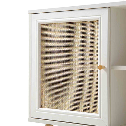 Armoire 1 porte en rotin tressé Frances, blanche