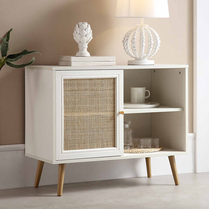 Armoire 1 porte en rotin tressé Frances, blanche